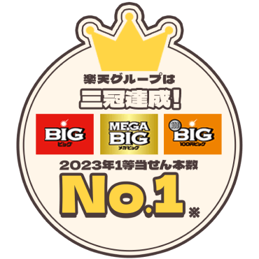 楽天グループは三冠達成！ BIG、MEGA BIG、100円BIG2023年1等当せん本数No.1